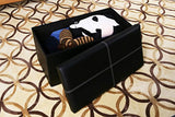 Juvale Faux, Folding, Wooden, Leather, Storage, Ottoman with Contrast Stitch Design 30 x 15 x 15 Inches, Black
