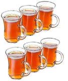 Turkish Style Tea/Espresso Glasses with Handles, 4 1/2 Ounce - Set of 6 (6 Cups)