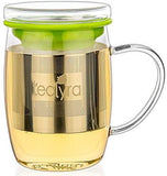 Tealyra - perfecTEA - Infuser Tea Cup - 15.2-ounce - Borosilicate Glass Tea Cup with Lid and Stainless Steel Infuser Basket - Perfect Mug for Office and Home Uses Loose Leaf Tea Steeping - 450ml