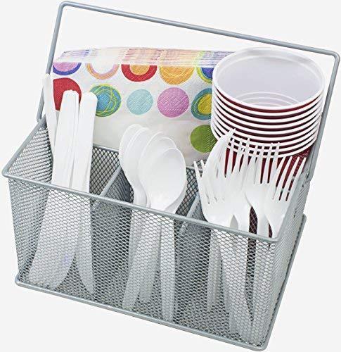 Sorbus Utensil Caddy — Silverware, Napkin Holder, and Condiment Organizer — Multi-Purpose Steel Mesh Caddy—Ideal for Kitchen, Dining, Entertaining, Tailgating, Picnics, and much more (Bronze)