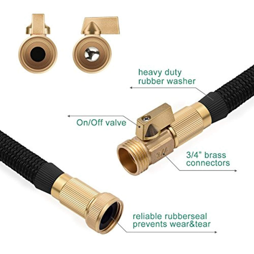 STORUP 50foot Garden Hose Double Latex Core Expandable Water Hose with 3/4" Solid Brass Fittings,Leakproof Water Hose with 9 Function Spray Nozzle,Perfect for Washing Car (Garden Hose)