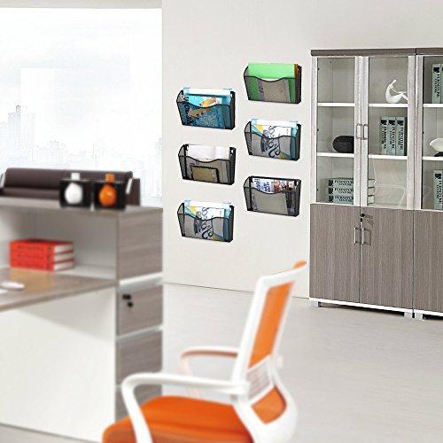 Samstar 6 Pack Mesh Wall Mounted File Holder Metal Wall File Pocket Organizer for Office/Home