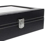 Juvale Black Leather Watch Box Case - Fits 10 Watches - 10" x 8" x 3.25"