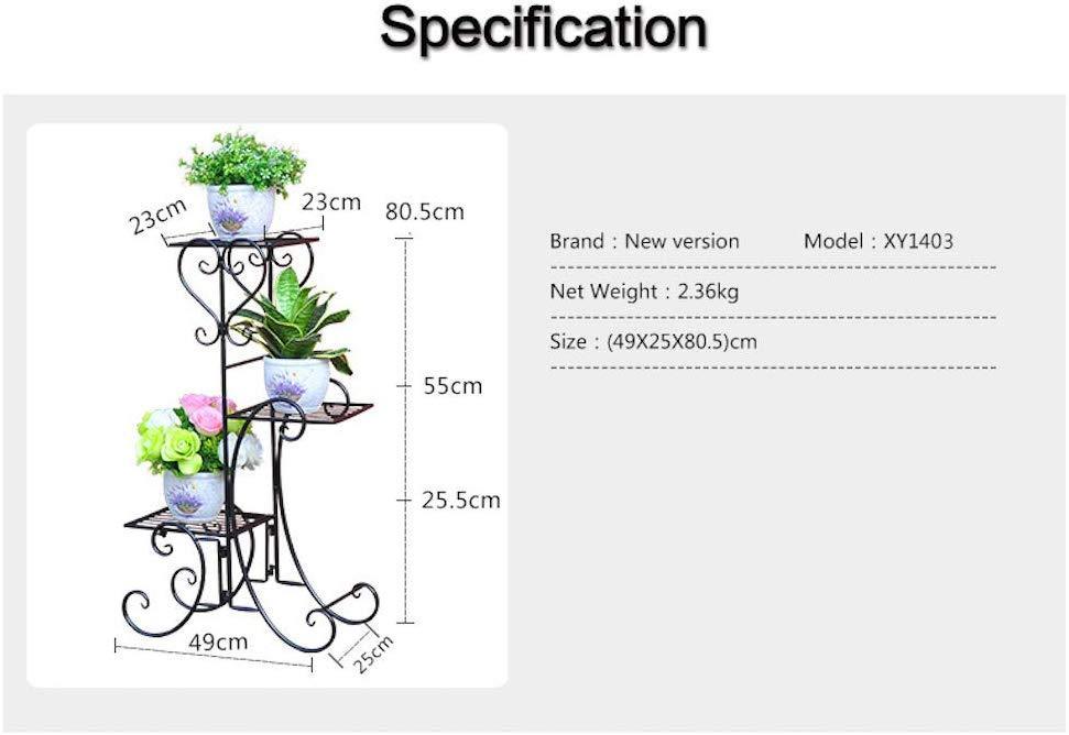 Plant Stand Metal Flower Holder Pot with 3 Tier Garden Decoration Display Wrought Iron 3 Layers Planter Rack Shelf Organizer for Garden Home Office Black (3layer)