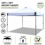 ABCCANOPY 10 x 10 Beach Canopy Tens Pop Up Canopy Tent Commercial Tents Instant Portable Shade Canopy Folding with Wheeled Carry Bag, White
