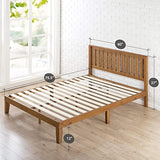 Zinus Alexia 12 Inch Wood Platform Bed with Headboard / No Box Spring Needed / Wood Slat Support / Rustic Pine Finish, Queen