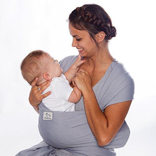 MoM-me Baby Wrap - Baby Carrier - 4 in 1 Multi-Use - Nursing Cover - Postpartum Belt - Baby Sling - Soft Infant Carrier - Perfect for Baby Showers - Neutral Grey for Girls and Boys