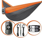 gear4U: Two Person, Double Camping Hammock with 2 Heavy Duty Tree Straps, 2 Pockets, 6 Tie Downs and Stakes. Strong Nylon Material. Best Gear for Backpacking, Hiking, Camping, Travel, Beach or Yard
