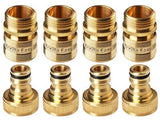 GORILLA EASY CONNECT Garden Hose Quick Connect Fittings. ¾ Inch GHT Solid Brass. 4 Sets of Male & Female Connectors.
