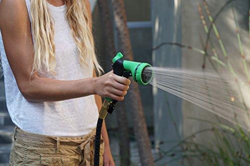 50ft Expandable Hose - NEW Heavy Duty Expandable Garden Hose - Triple Latex Core, 3/4 Brass Connectors, Extra Strength Fabric, Expanding Garden Hose with 9 Function Spray Nozzle - 1 Year Warranty