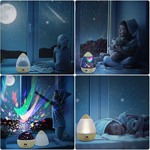 Kingtoys Kids Star Projector Night Lights Christmas Multiple Colors 360 Degree Rotating Led Starry Sky Night Lamp with Timer Auto Shut Off for Nursery Decor Baby Children Bedroom