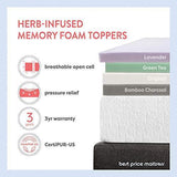 Best Price Mattress 2 Inch Memory Foam Bed Topper with with Lavender Cooling Mattress Pad, Twin Size,