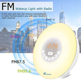 Sunrise Alarm Clock, Vansky 2018 Edition Wake Up Light Digital Clcok Multi-Colorful Night Light Bedside Lamp with Snooze Function, 6 Nature Sounds, FM Radio, Brightness Adjustable, Touch Control