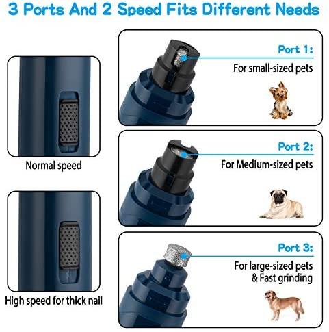 Casfuy Dog Nail Grinder Upgraded - Professional 2-Speed Electric Rechargeable Pet Nail Trimmer Painless Paws Grooming & Smoothing for Small Medium Large Dogs & Cats