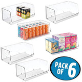 mDesign Extra Large Household Stackable Plastic Food Storage Organizer Bin Basket with Wide Open Front for Kitchen Cabinets, Pantry, Offices, Closets, Bedrooms, Bathrooms - 15" Wide, 6 Pack - Clear