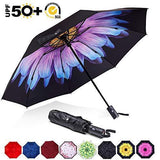 ABCCANOPY Umbrella Compact Rain&Wind Teflon Repellent Umbrellas Sun Protection with Black Glue Anti UV Coating Travel Auto Folding Umbrella, Blocking UV 99.98% (Black)