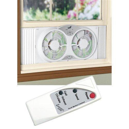 BOVADO USA Twin Window Cooling Fan with Remote Control - Electronically Reversible – Includes Bug Screen & Fabric Cover – Locking Extenders to fit Large Windows (Min. 23.5” Max. 37”) by Comfort Zone