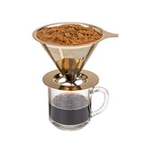 Tzuki Pour Over Coffee Dripper Permanent Coffee Filter Cone -Titanium Coated Mesh Strainer
