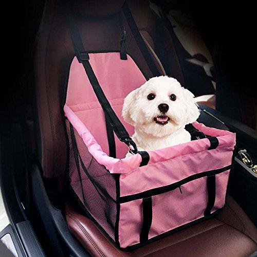 HIPPIH Collapsible Pet Booster Car Seat Cat Car Carrier with Safety Leash and Zipper Storage Pocket with 2 Support Bars, Portable Small Dog
