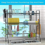 Over the Sink Dish Drying Rack, Lifinity 2 Tier Dish Drainer Shelf Stainless Steel Large Dish Rack with Utensils Holder for Kitchen Counter by Cambond
