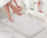 Lifewit 20" x 32" Soft Shaggy Bath Mat Non-Slip Rubber Bathroom Rug Mats Water Absorbent White