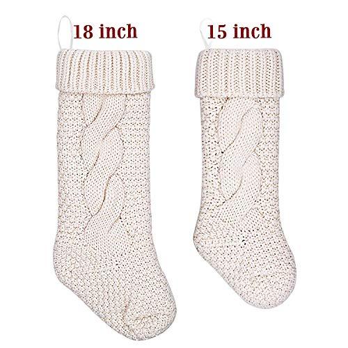 LimBridge Christmas Stockings, 2 Pack 18 inches Large Size Cable Knit Knitted Xmas Rustic Personalized Stocking Decorations for Family Holiday Season Decor, Cream or Burgundy