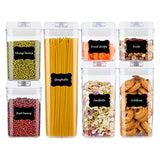 Airtight Food Storage Containers,Vtopmart 7 Pieces BPA Free Plastic Cereal Containers with Easy Lock Lids,for Kitchen Pantry Organization and Storage,Include 24 Free Chalkboard Labels and 1 Marker