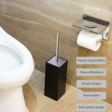 COSTOM Toilet Brush Compact Bamboo Toilet Bowl Brush and Holder with Stainless Steel Handle for Bathroom Toilet - Space Saving, Deep Cleaning, Covered Brush