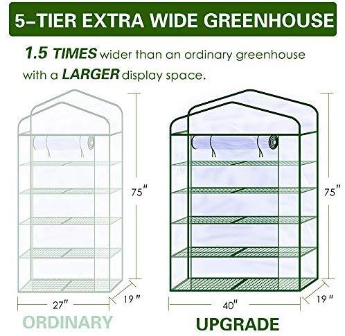 Worth 5 Tier Mini Greenhouse with Clear Polyethylene Cover, 27" Long x 19" Wide x 75" High Garden Green House