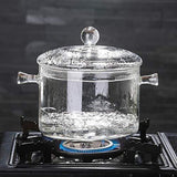 1.5L High Borosilicate Heat-resistant Glass Clear Pasta Instant Noodle Pot Pan Stew Cooker Baby Food Milk Sauce Hot Pot with Lid Mini Size Cookware