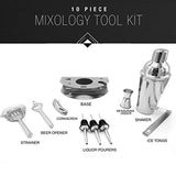 Sorbus Cocktail Shaker and Mixing Set - Deluxe 10 Piece Bar Tool Set: Bottle Opener, Cork Screw, Ice Tong, Measuring Jigger, Strainer, Liquor Pourers, on Display Stand