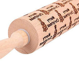 Embossed Wooden Rolling Pins Engraved Embossing Wood Roller Pin with Christmas Patterns for Baking Cookies by Unihoh