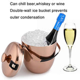 2.8 Litre Ice Bucket Insulated Stainless Steel Double Wall with Lid and Ice Tongs, Copper