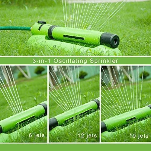 YeStar Garden Lawn Oscillating Sprinkler, Luxury 3 in 1 Yard Sprinkler System with One Touch Width Control & Flow Control, 3-Way Adjustment, Waters Up to 3,000 Sq. Ft…