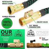 Expandable Garden Hose, 100 FT Lightweight Water Hose, 9 Functions Sprayer with Double Latex Core, Green Black Expandable Hose with 3/4" Solid Brass Fittings, Extra Strength Fabric