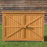 Goujxcy Wooden Garden Shed Outdoor Storage Cabinet Tools Organizer withDouble Door Yard Locker for Yard Lawn,(50.39 x 19.69 x 34.65)