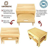URFORESTIC Handcrafted 100% Solid Wood Bed Step Stool-Foot Stool Kitchen Stools Bed Steps Small Step Ladder Bathroom Stools (Burned)
