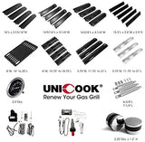 Unicook Universal Replacement Heavy Duty Adjustable Porcelain Steel Heat Plate Shield, Heat Tent, Flavorizer Bar, Burner Cover, Flame Tamer for Gas Grill, Extends from 11.75" up to 21" L, 3 Pack