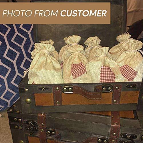 FLAIRYLAND 5" X 8" Natural Linen Burlap Bags with Jute Drawstring for GiftBags Wedding Party Favors Jewelry Pouch, ChristmasBirthday Presents, Snack Sacks and DIY Craft Arts Projects, Lot of 25