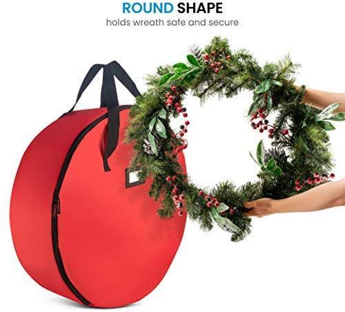 Premium Christmas Wreath Storage Bag 36” - Dual Zippered Storage Container & Durable Handles, Protect Artificial Wreaths by ZOBER