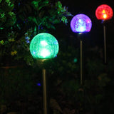 SET OF 6 Crackle Glass Globe Color-Changing LED & White LED Solar Path Lights by SOLAscape