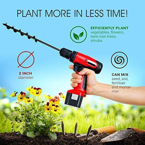 7Penn Garden Plant Flower Bulb Auger 3in x 12in Rapid Planter – Post or Umbrella Hole Digger for 3/8in Hex Drive Drill