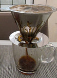 Ruzels Stainless Steel Pour Over Coffee Dripper with Reusable Double Layer Micro Mesh Filter