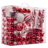 Teresa's Collections 155ct Traditional Shatterproof Christmas Ball Ornaments Decoration Red White,1.2Inch-7.09Inch,Themed Tree Skirt(Not Included)
