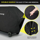 Tadge Goods BBQ Grill Cover w/Handles (58” Black) Waterproof, Heavy Duty | Large Universal Weber Charbroil Fit with Strap Fasteners | Gas, Charcoal, Electric