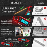 Kizen Instant Read Meat Thermometer- Waterproof Ambidextrous Thermometer with Backlight & Calibration.