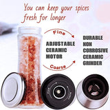 Salt and Pepper Grinder Set -Dry Spice Mill-Brushed Stainless Steel Glass- Pepper Mill and Salt Mill-Adjustable Ceramic Motor-Peppercorns Sea Salt-Fine and Coarse Ground by Surround Point