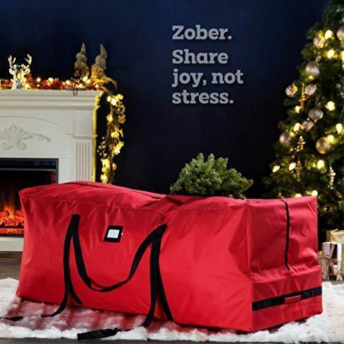 Rolling Large Christmas Tree Storage Bag - Fits Upto 9 ft. Artificial Disassembled Trees, Durable Handles & Wheels for Easy Carrying and Transport by ZOBER