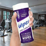Wipex Natural Gym & Fitness Equipment Wipes, Vinegar & Lavender, 75ct Canister, Great for Yoga Mats, Pilates & Dance Studios, Home & Corp Gym, Peloton & Cycle Bikes, Spas