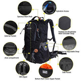 G4Free Hiking Backpack 50L Waterproof Daypack Outdoor Camping Climbing Backpack with Rain Cover for Women Men